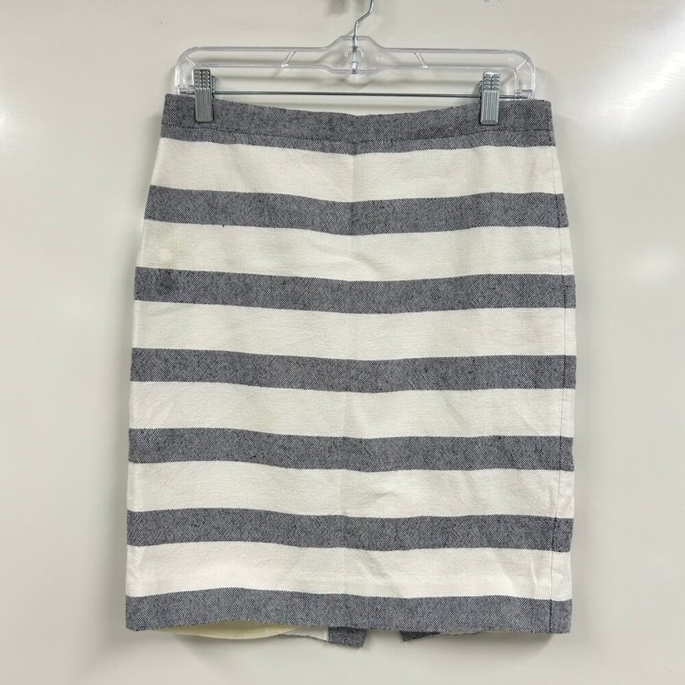 J. Crew Pencil Skirt Size 2 Striped Nautical Preppy Old Money Coastal Grandma